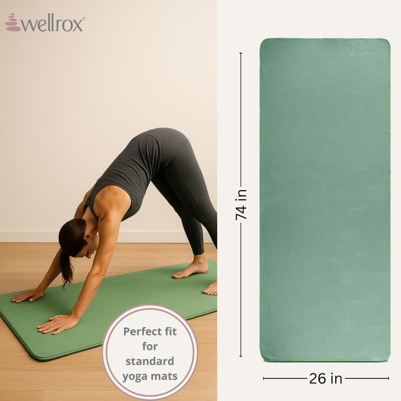 Wellrox Microfiber Yoga Mat Towel with Grip – Ultra Absorbent, Super Soft, and Quick Dry Hot Yoga Towel Non Slip for Pilates, Bikram, and Fitness Workouts (74” x 26”, Green) - Image 4